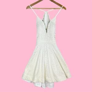 Windsor White Lace Babydoll Mini Dress V Neck Size M Coquette Angelcore